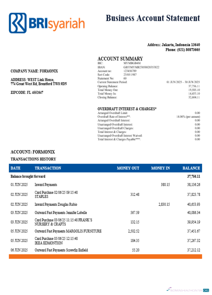 Download BRIsyariah business firm statement Word and PDF format Photoshop template